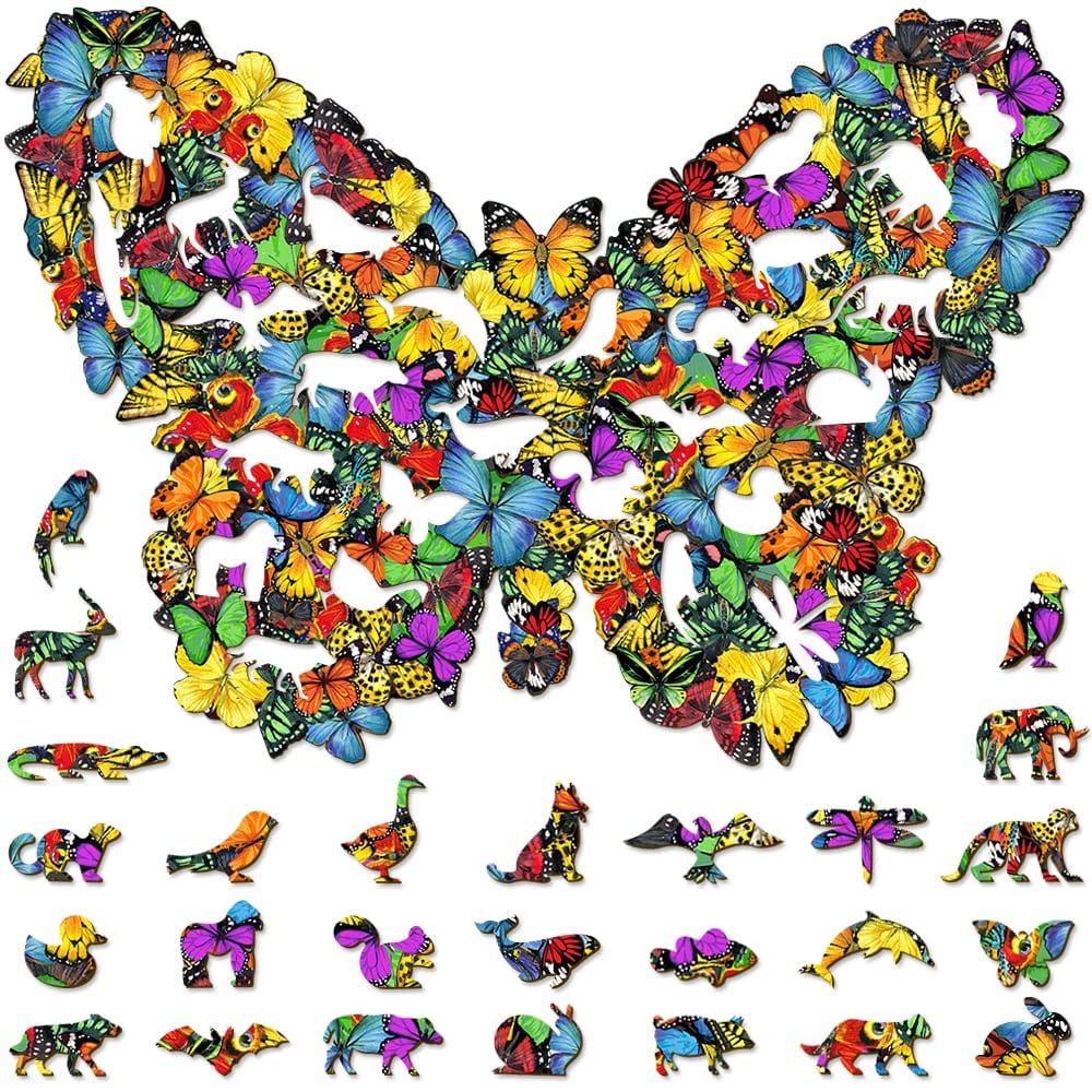Amazon.com: Butterfly Wooden Jigsaw Puzzle 127 Pieces, 17.5
